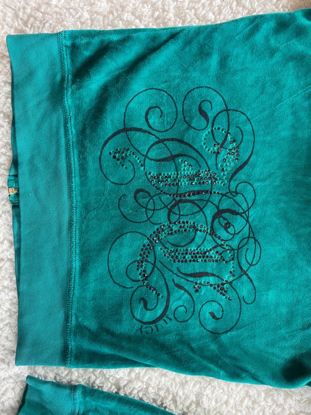 Juicy Couture Teal Velour Zip-Up Hoodie - Picture 3 of 4